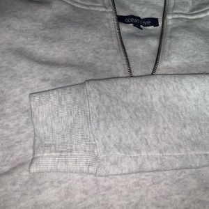 White Pullover Fleece Hoodie Quarter Zip